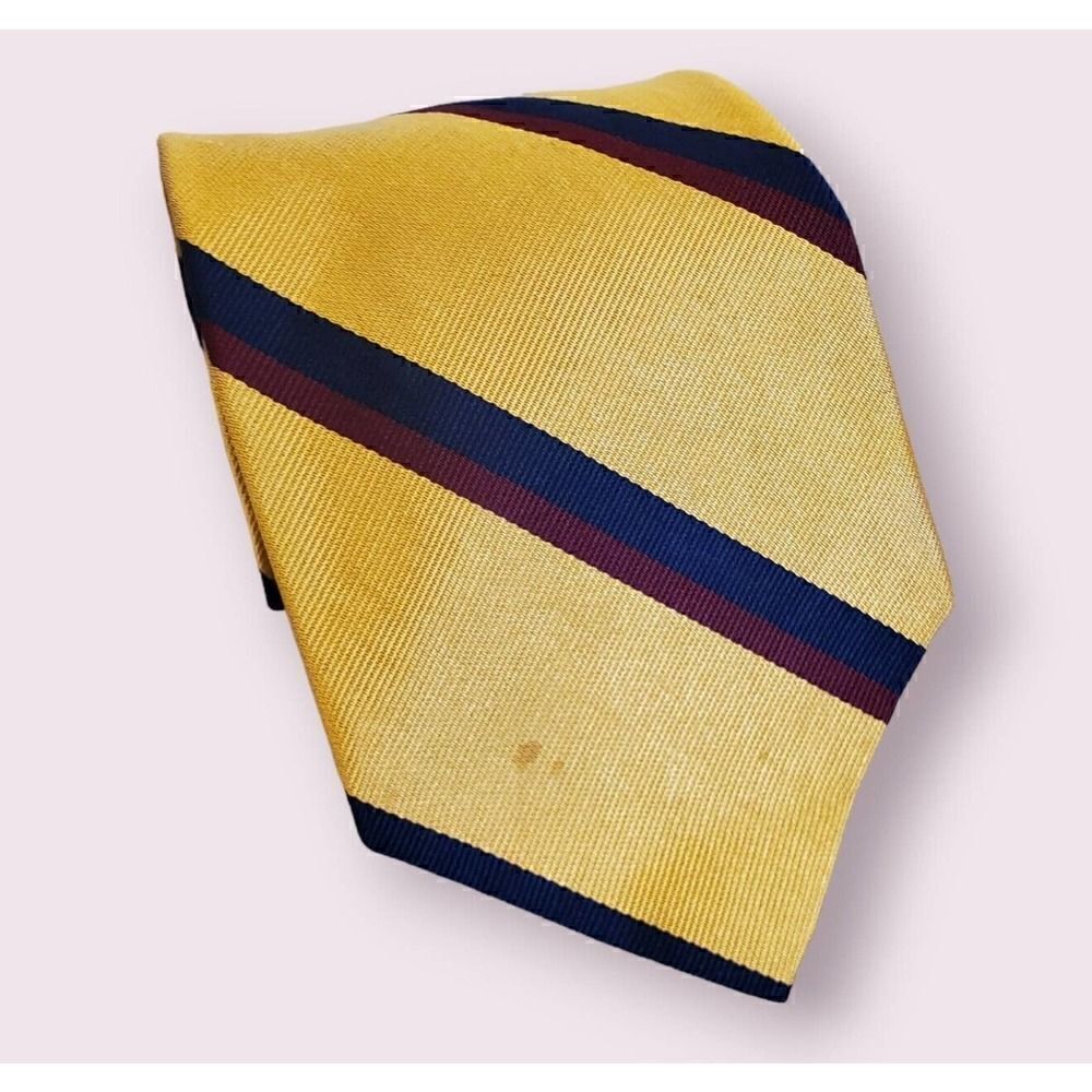 Brooks Brothers Makers Gold, Blue & Red Striped Necktie Tie Preppy | Ivy | Trad